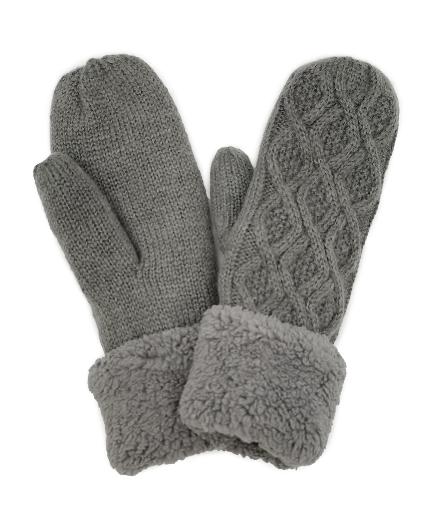 Shop for KW Fashion Cable Knit Sherpa Mittens at doeverythinginloveny.com wholesale fashion accessories
