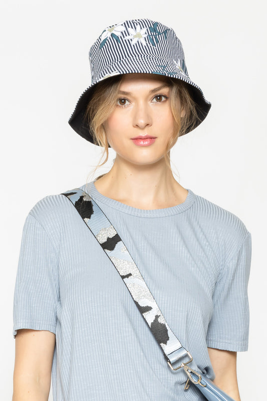 Flower Stripe Bucket Hat