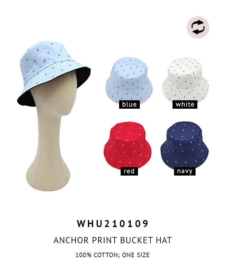 Reversible Reversible Anchor Print Bucket Hat