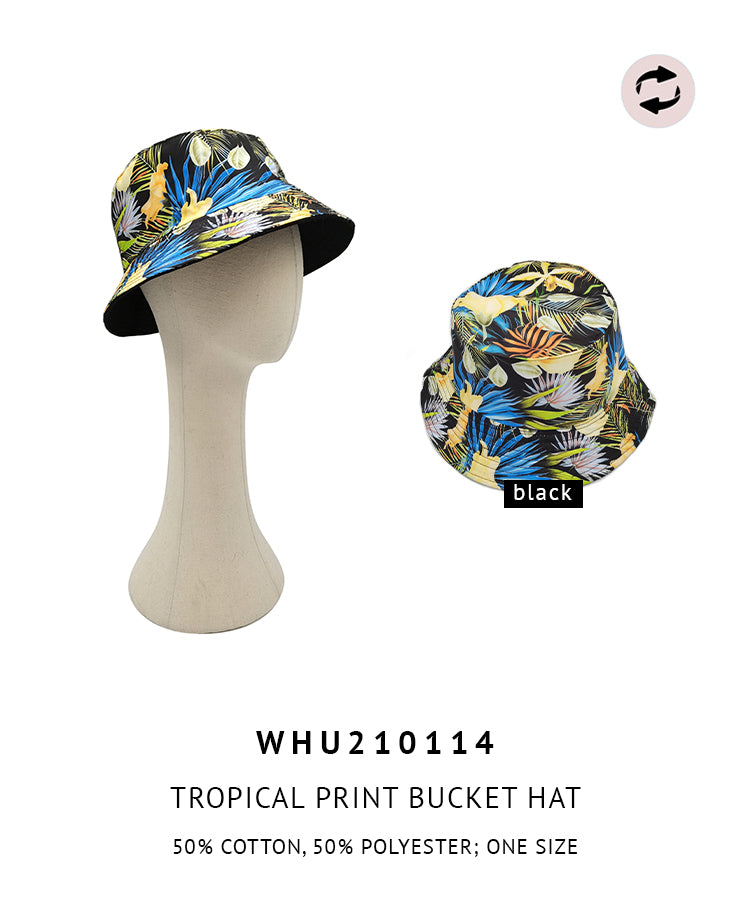 Reversible Tropical Print Bucket Hat