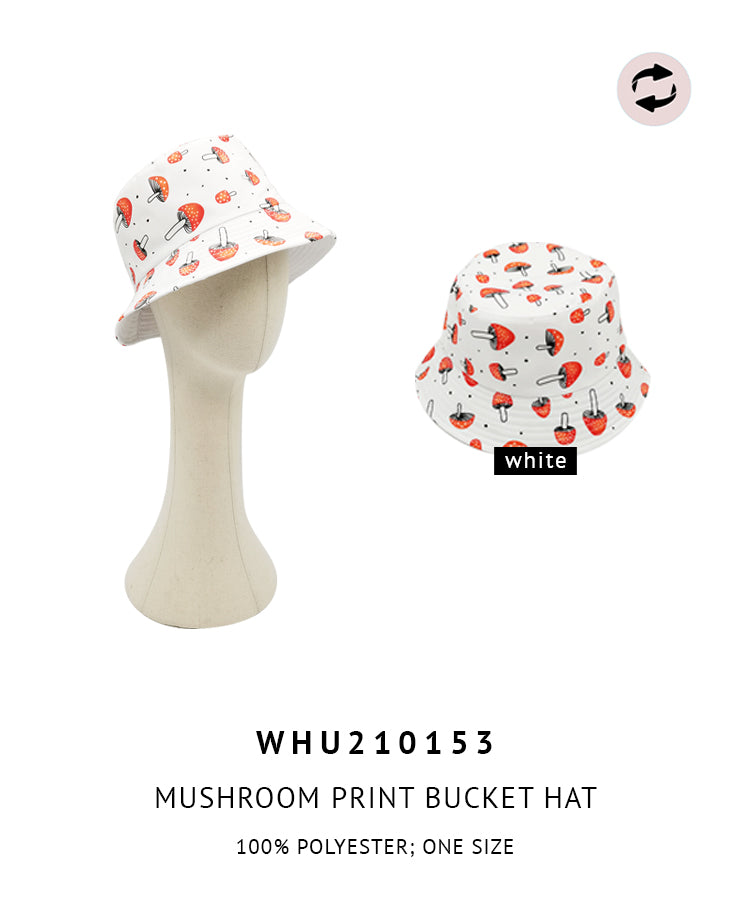 Reversible Mushroom Print Bucket Hat