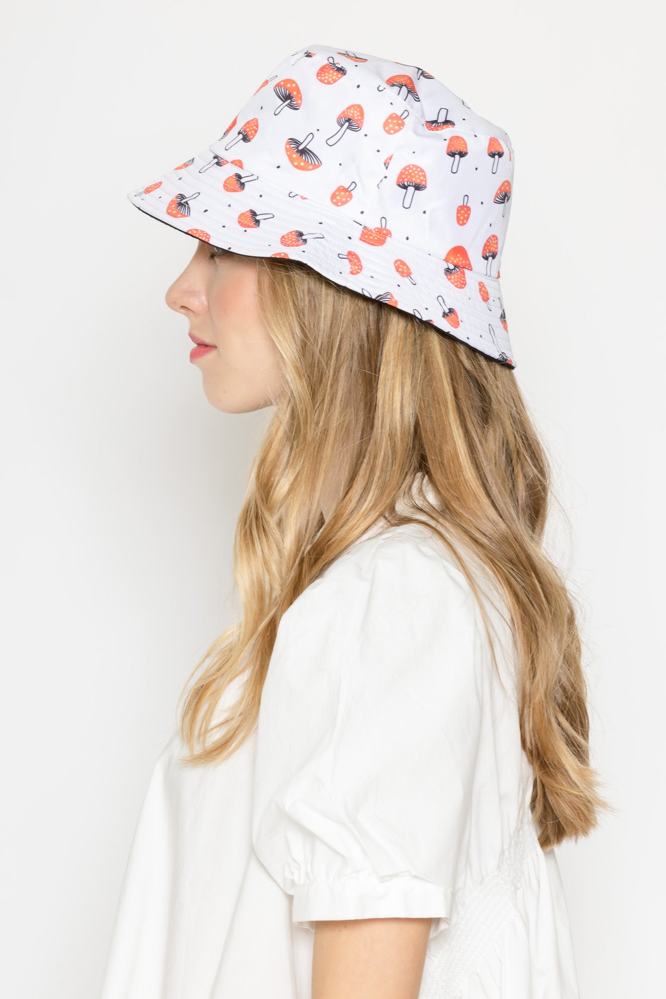 Reversible Mushroom Print Bucket Hat