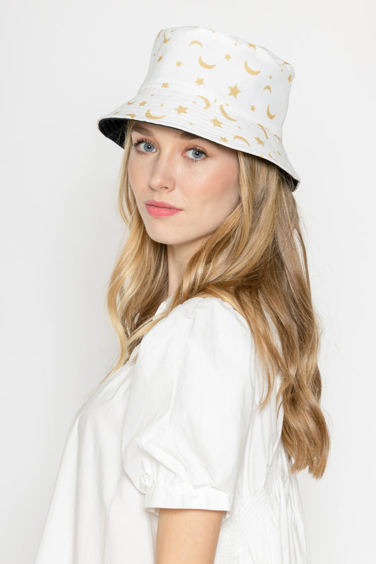 Reversible Moon and Star Print Bucket hat