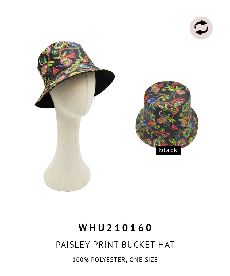 Reversible Paisley Print Bucket Hat