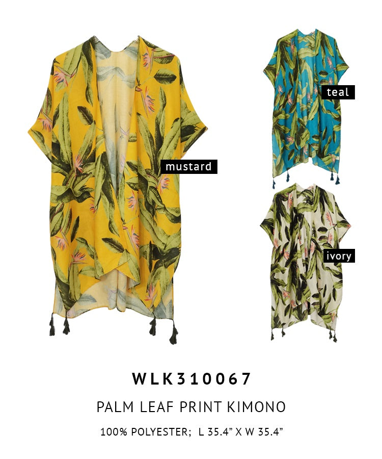 Palm Leaf Print Kimono