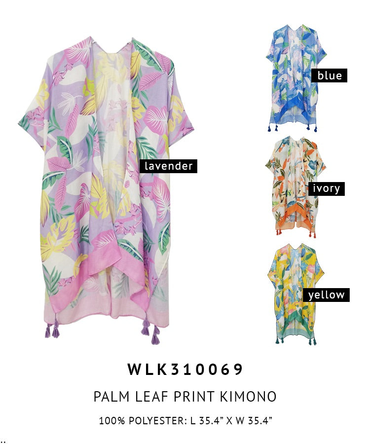 Palm Leaf Print Kimono