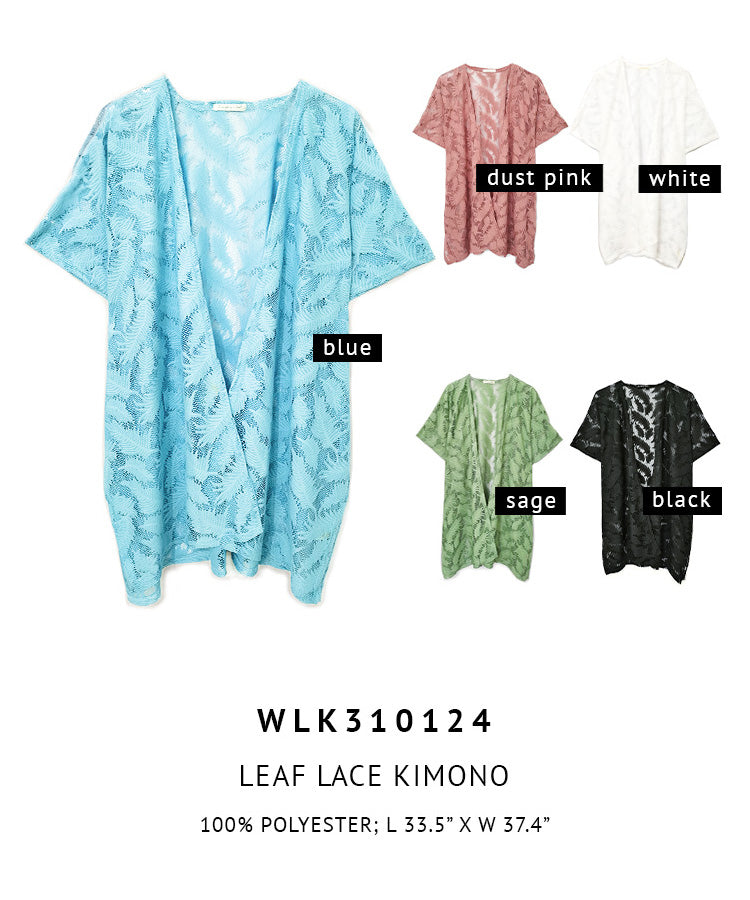Leaf Pattern Lace Kimono