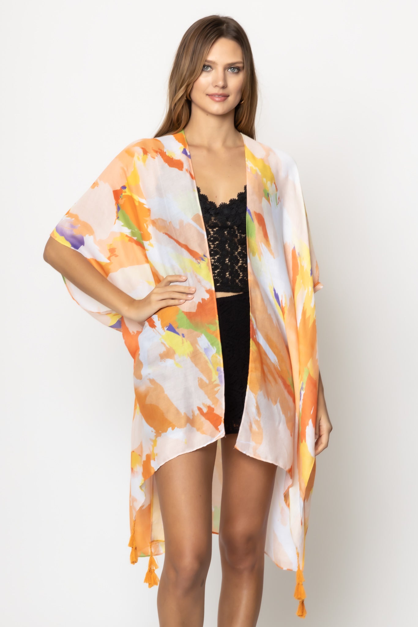 Paint Brush Print Kimono