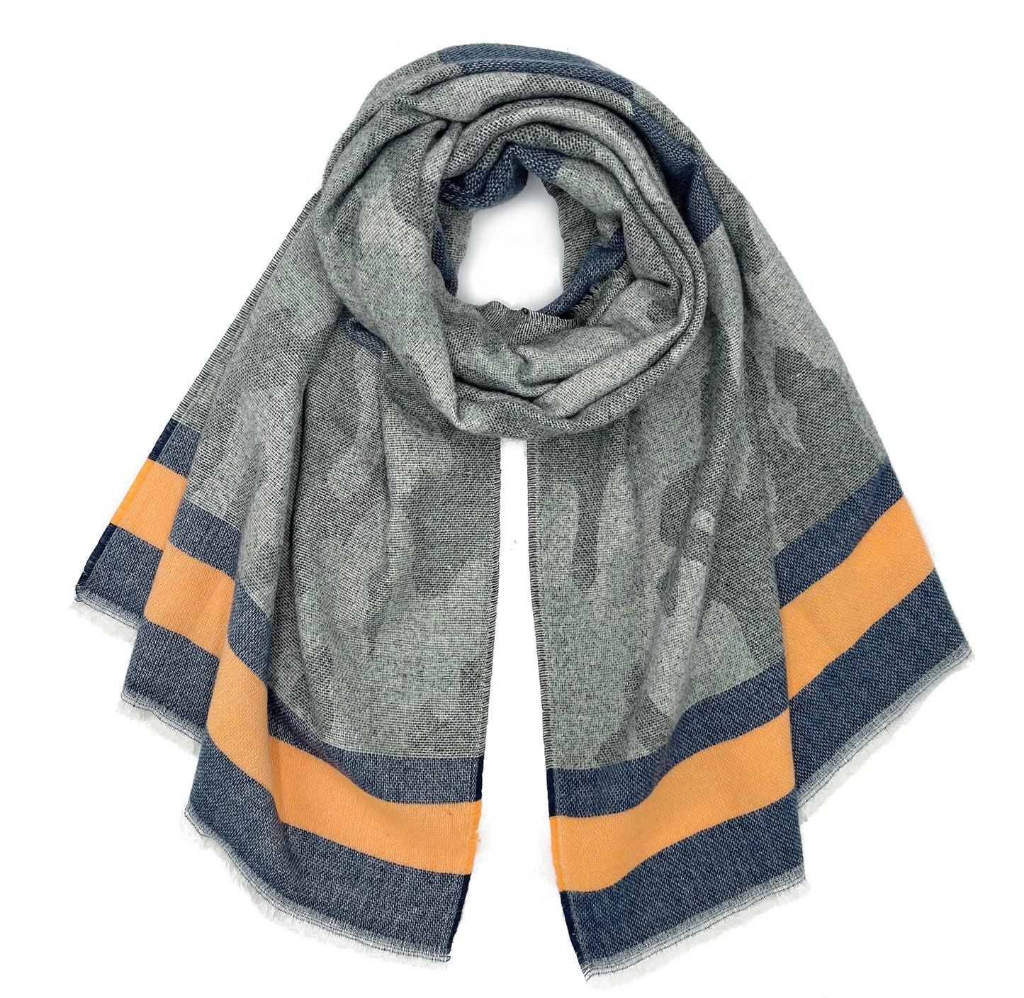 Camo Scarf With Frayed Edge