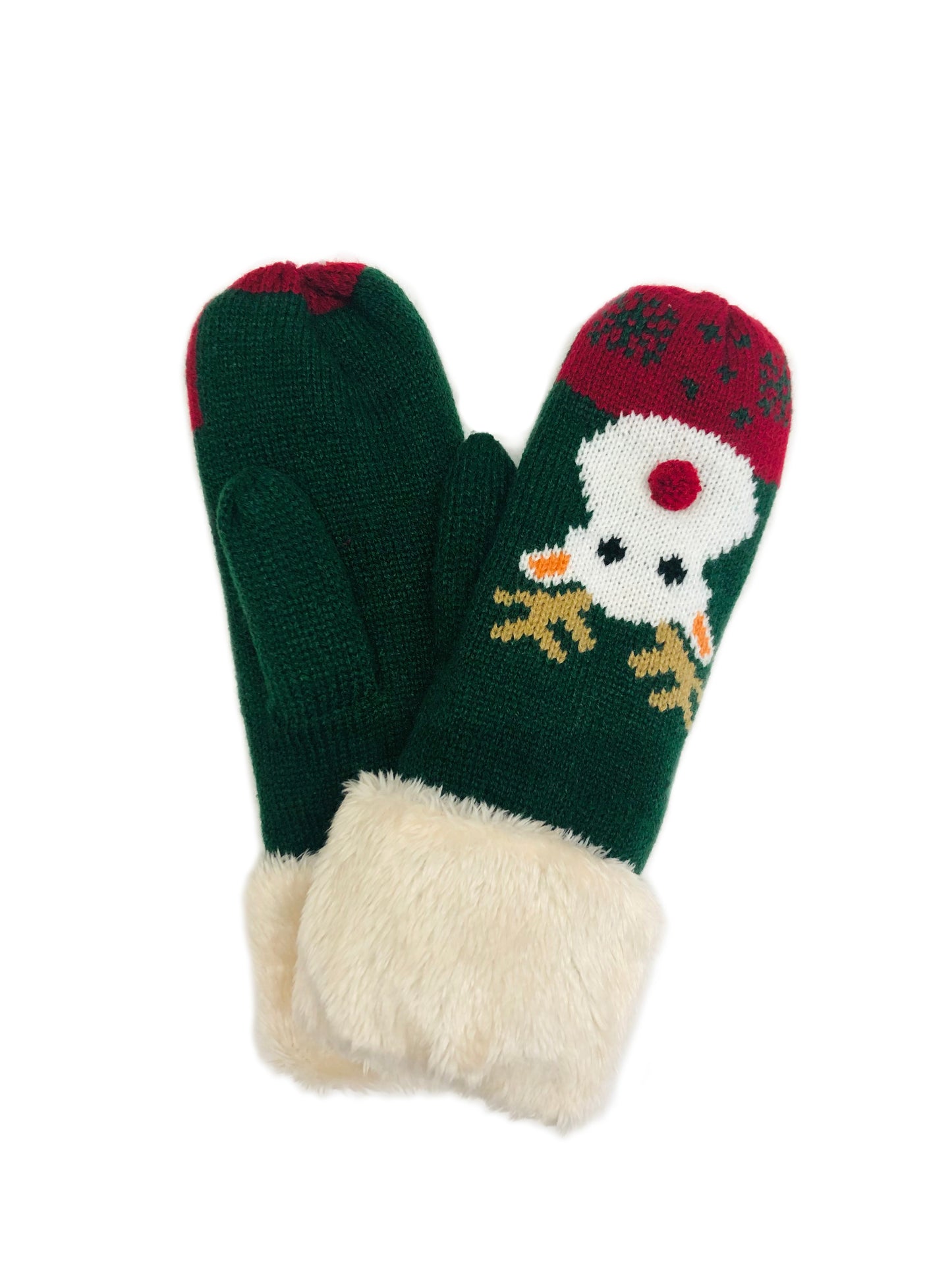 Reindeer Mitten With Faux Fur Cuff