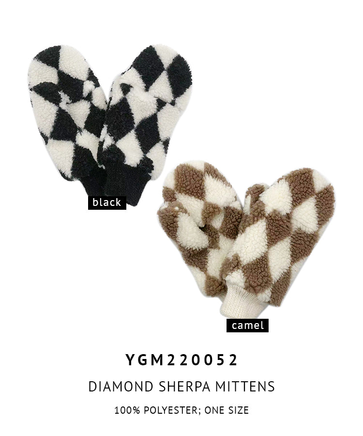 Shop for KW Fashion Diamond Sherpa Mittens at doeverythinginloveny.com wholesale fashion accessories