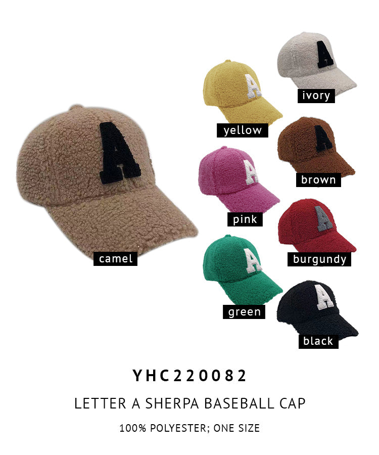Letter A Sherpa Baseball Cap (Big Letter)