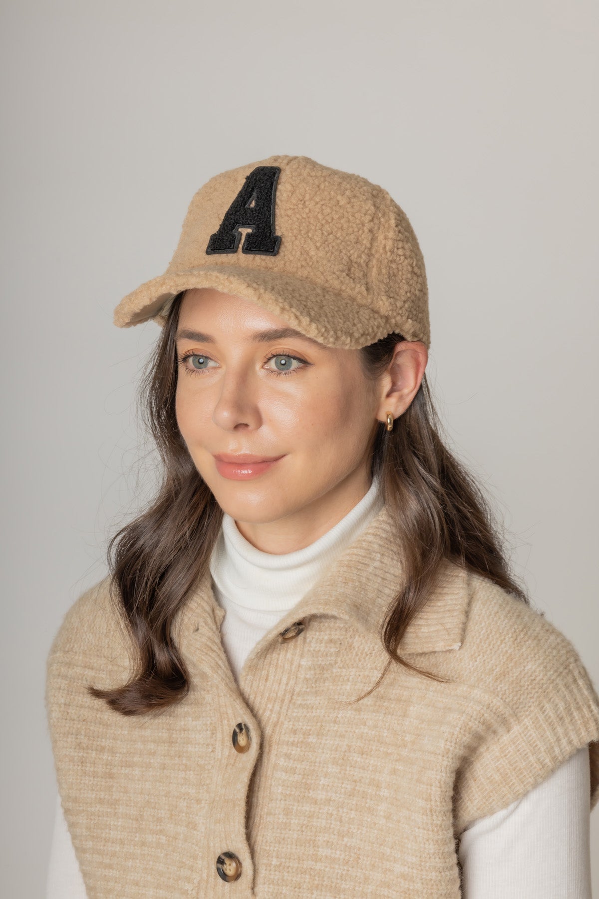 Letter A Sherpa Baseball Cap (Big Letter)