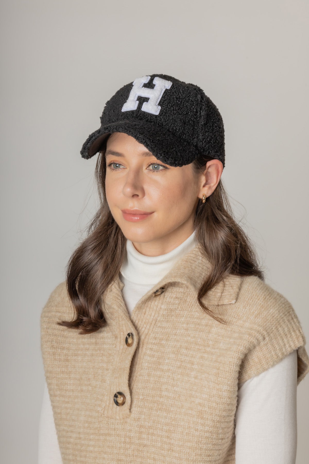 Letter H Sherpa Baseball Cap (Big Letter)