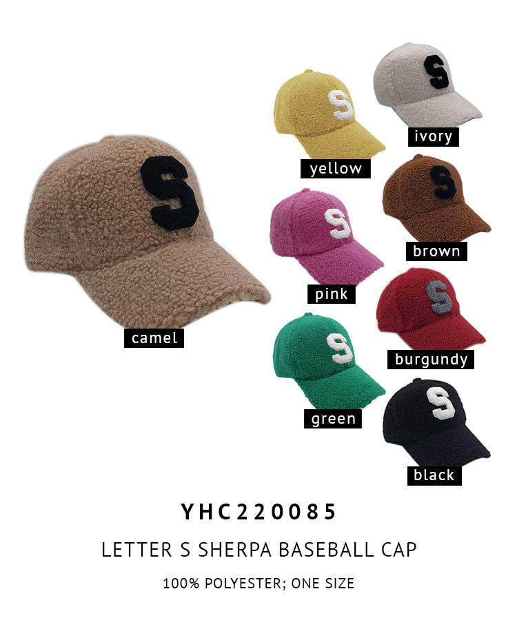 Letter S Sherpa Baseball Cap (Big Letter)