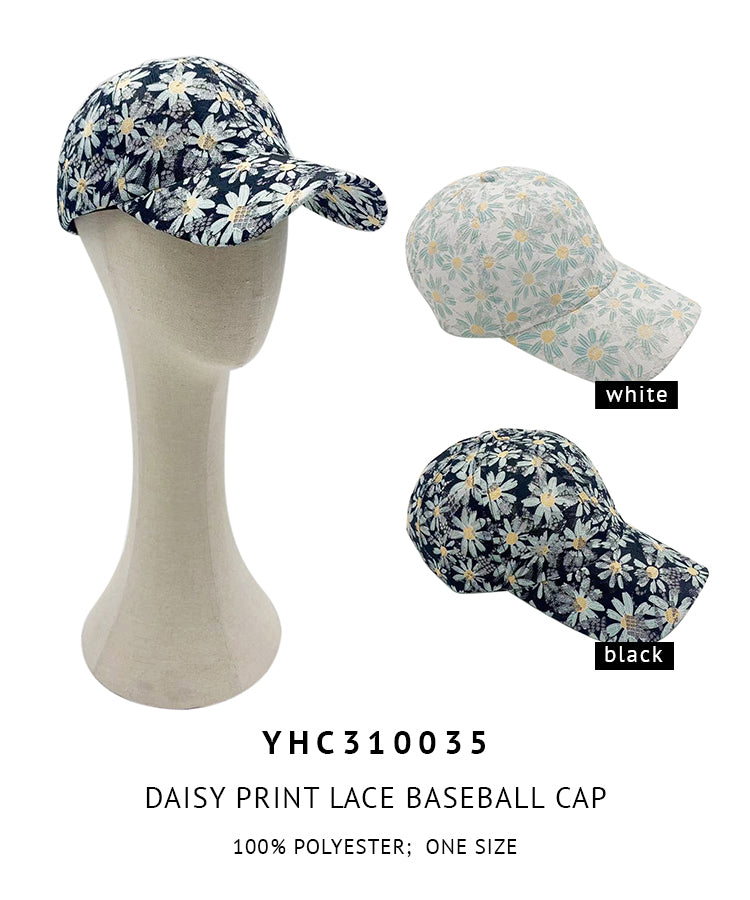 Daisy Print Lace Baseball Cap