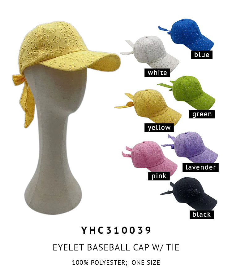 Eyelet Baseball Cap With Tie