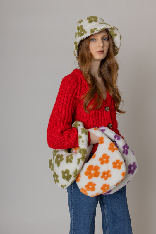 Shop for KW Fashion Flower Sherpa Bag at doeverythinginloveny.com wholesale fashion accessories