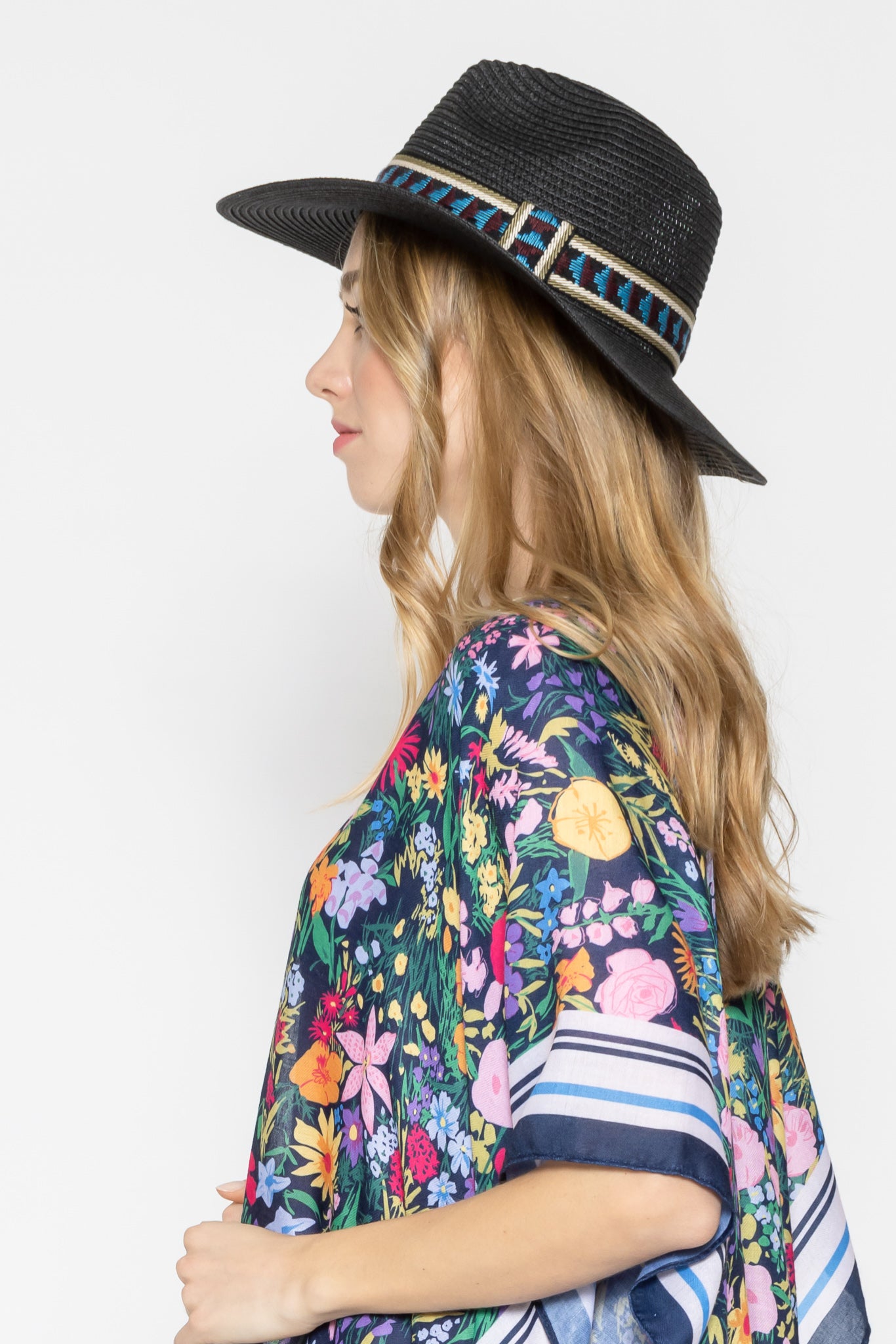 Multi Color Aztec Band Panama Hat
