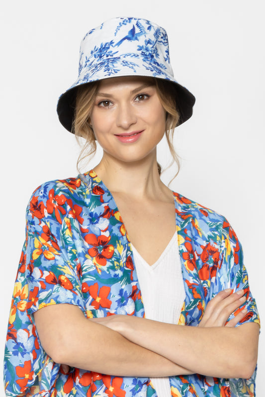 Reversible Oriental Floral Bucket Hat
