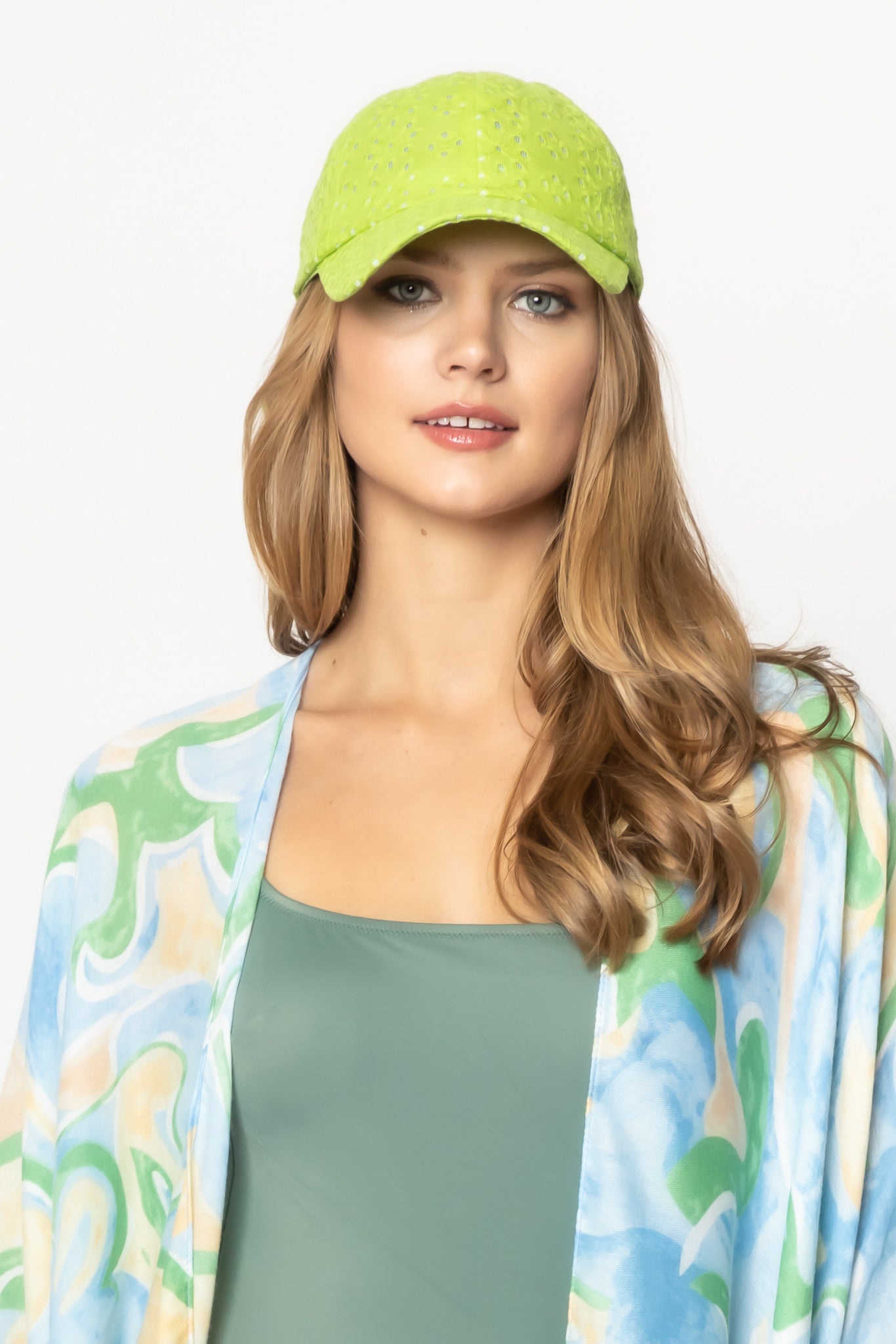 Eyelet Baseball Cap With Tie