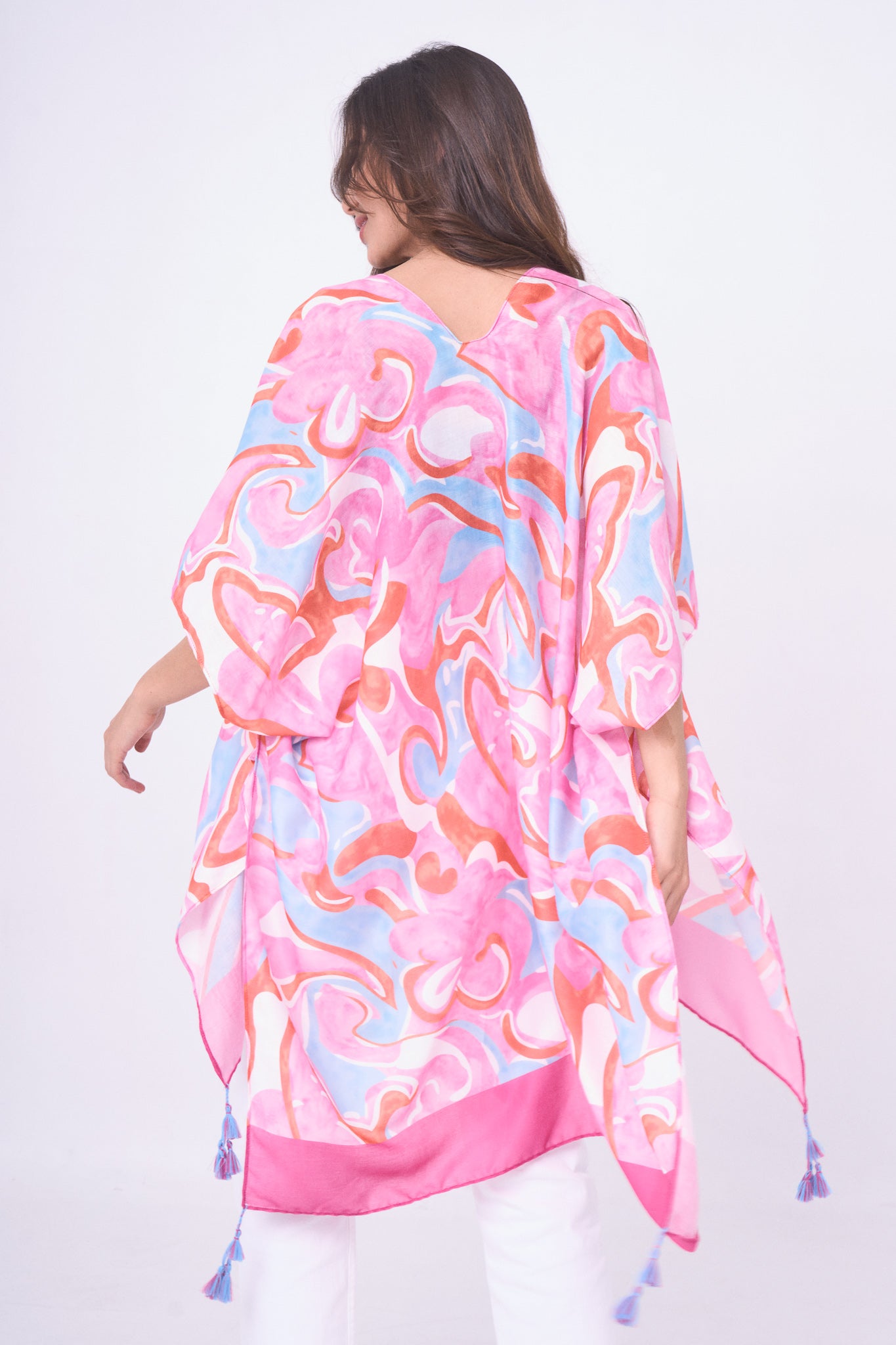 Swirl Border Print Kimono