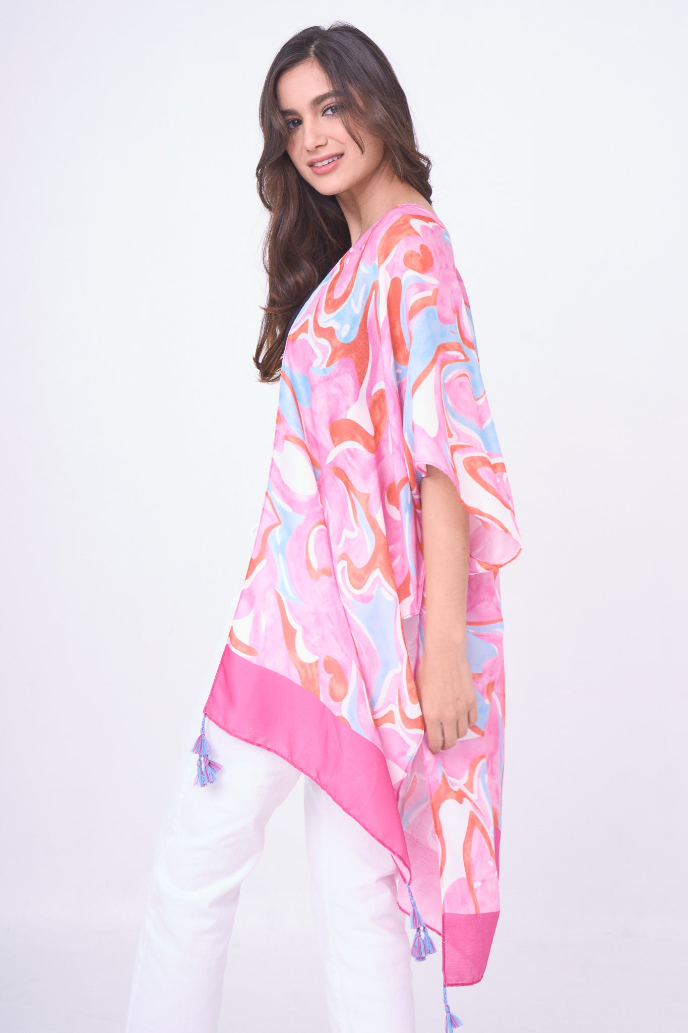Swirl Border Print Kimono