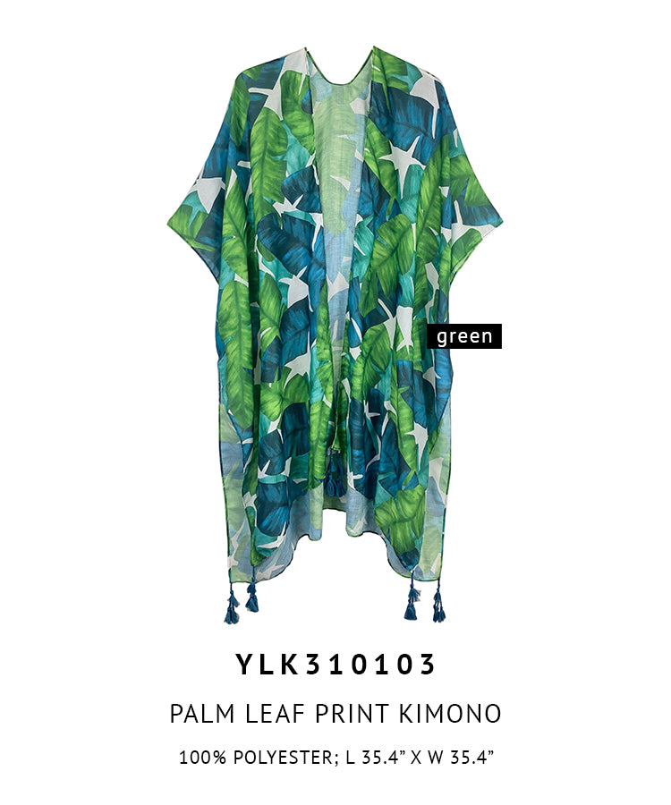 Palm Leaf Print Kimono
