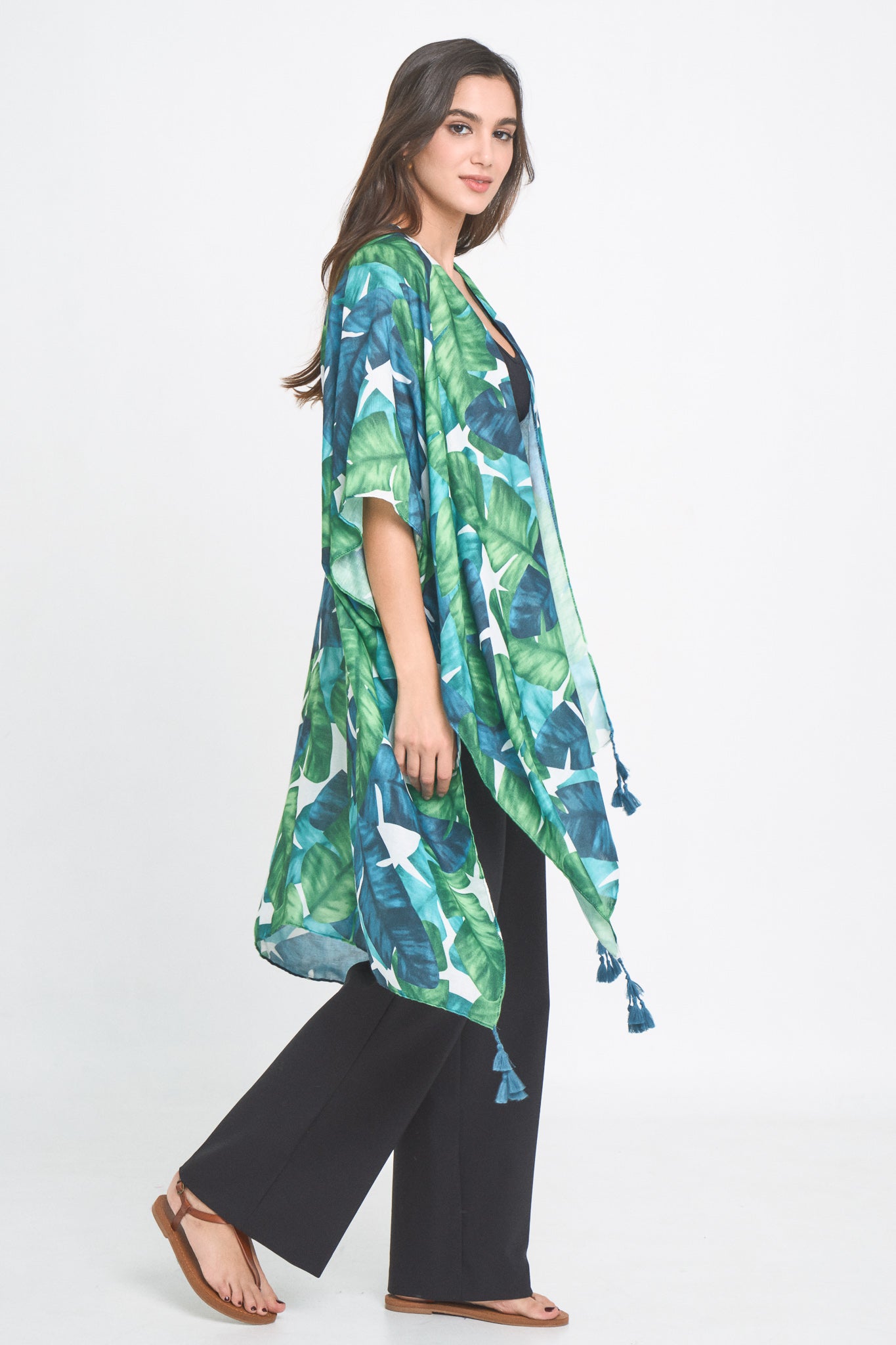 Palm Leaf Print Kimono