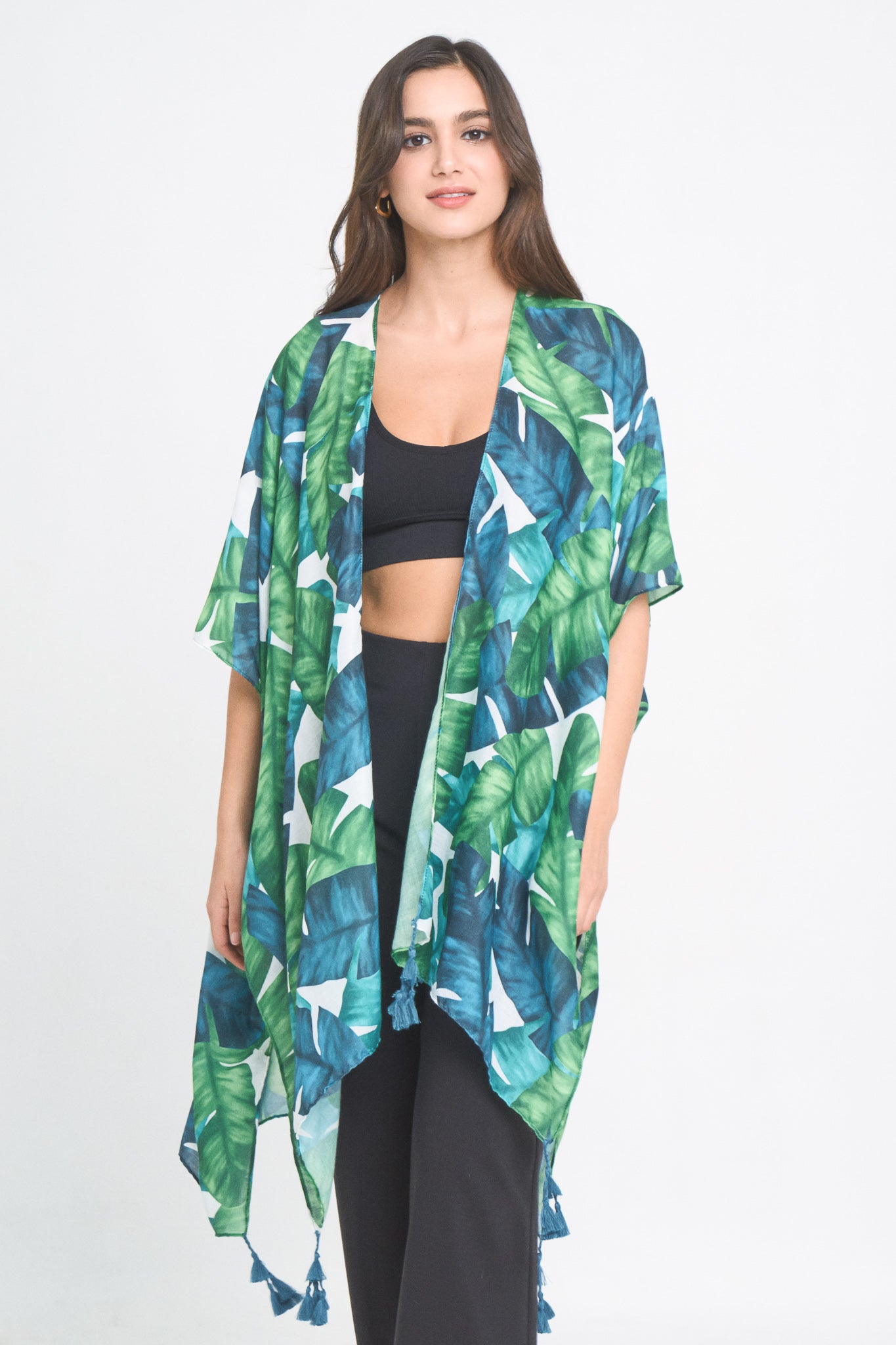 Palm Leaf Print Kimono