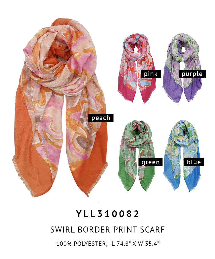 Swirl Border Print Scarf