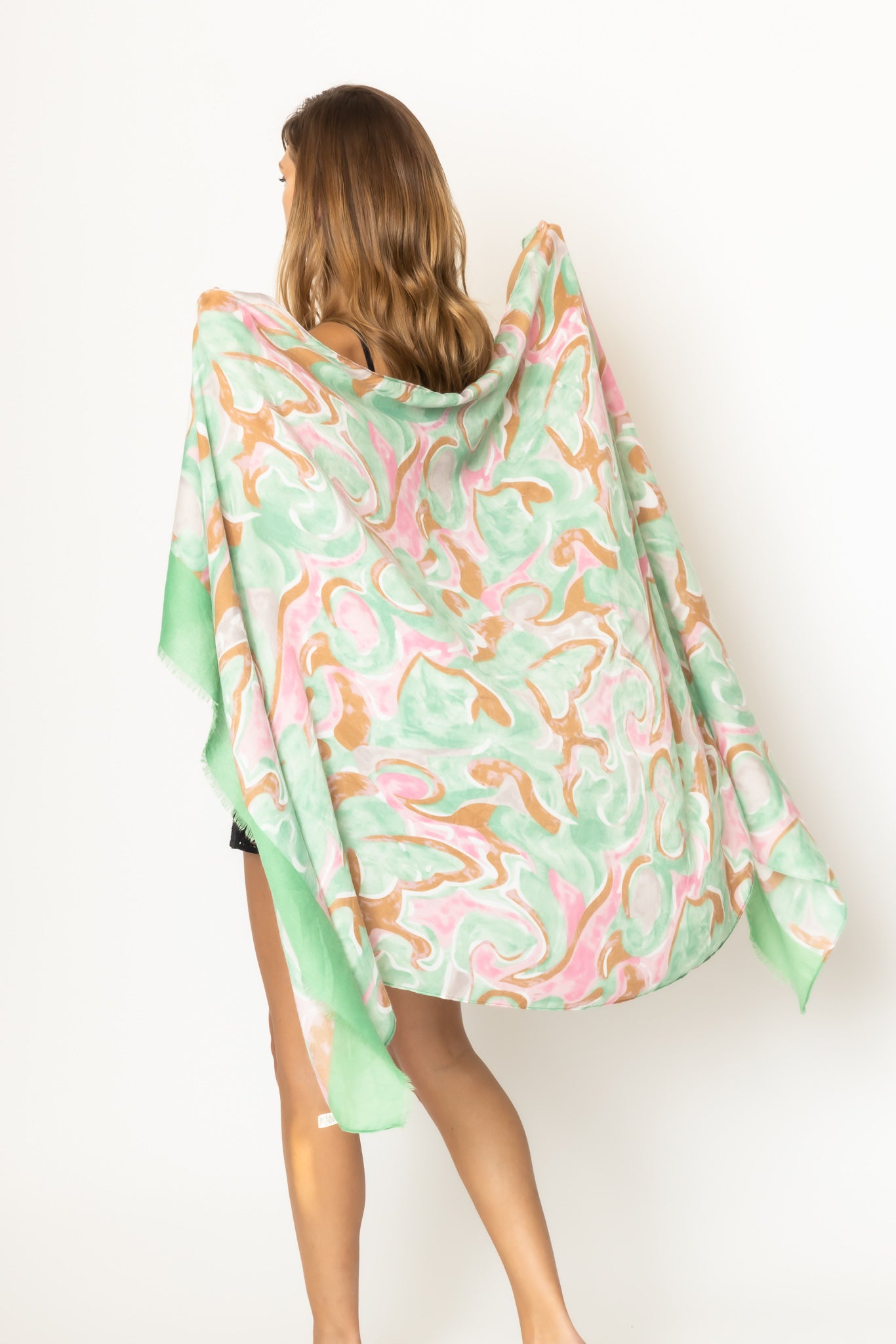 Swirl Border Print Scarf