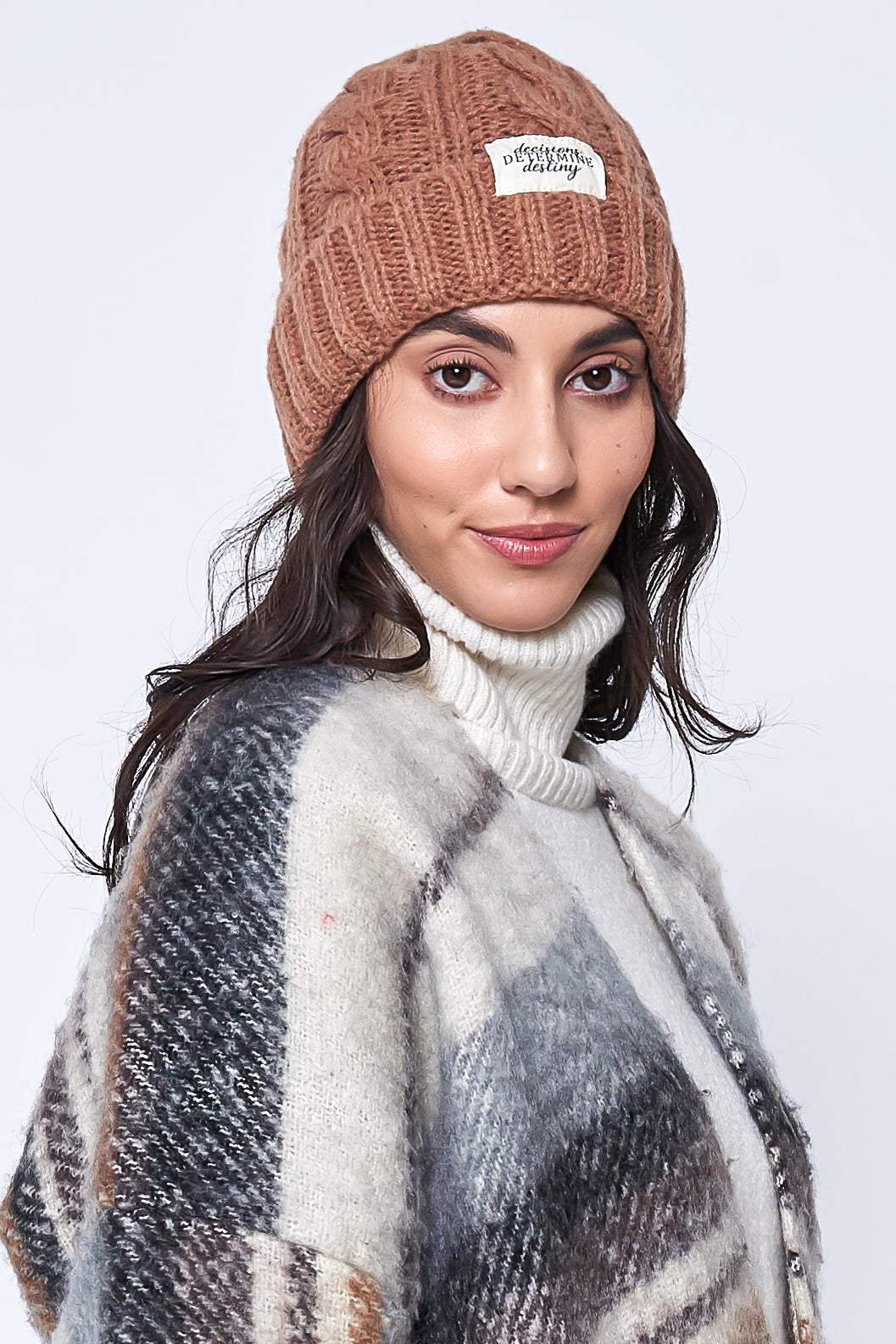 Cable Knit Patch Beanie