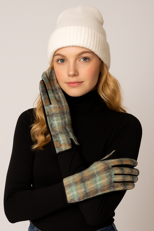Plaid  Touch Gloves