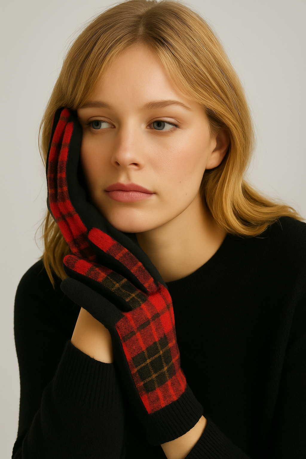 Plaid  Touch Gloves