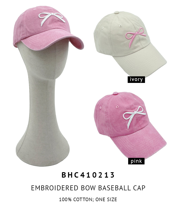 Embroidered Bow Baseball Cap