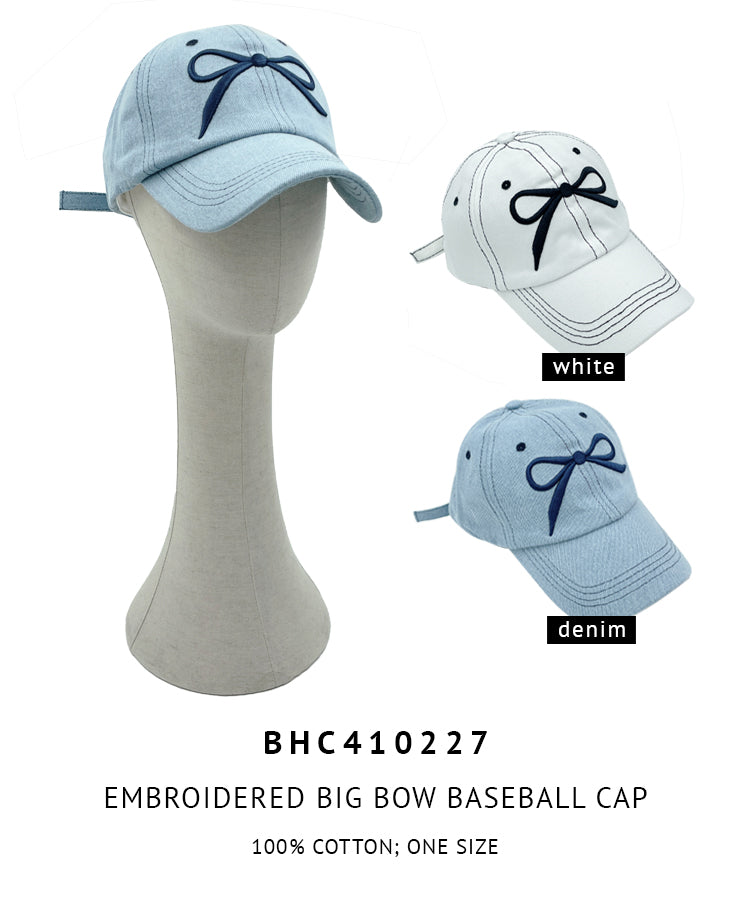 Embroidered Big Bow Baseball Cap