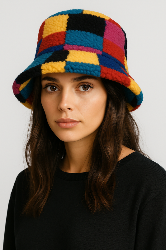 Color Block Sherpa Bucket Hat