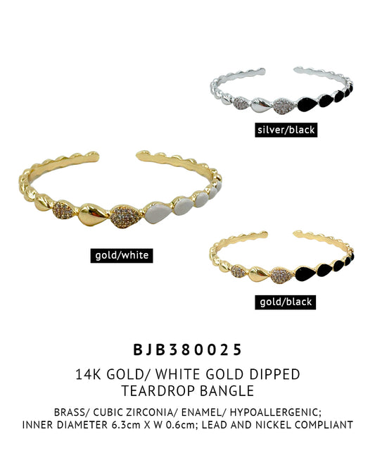 14K Gold/ White Gold Dipped Teardrop Bracelet