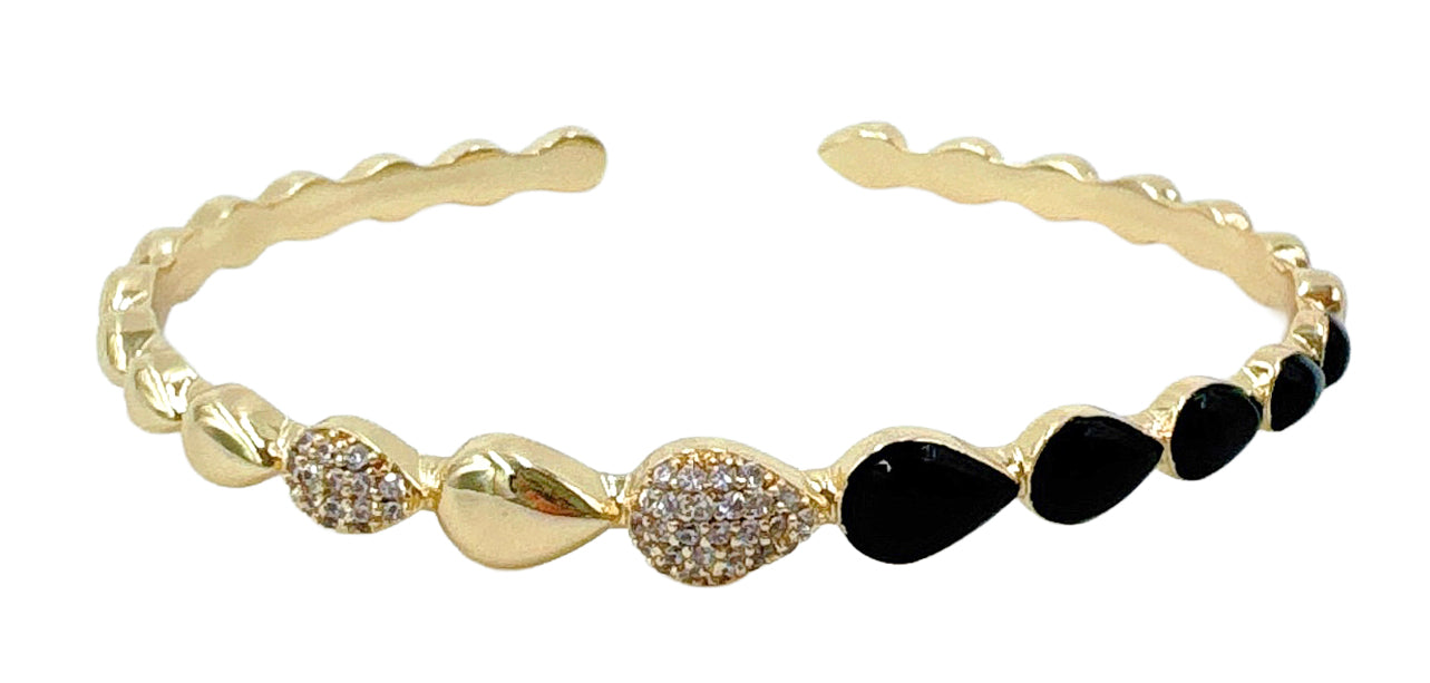 14K Gold/ White Gold Dipped Teardrop Bracelet