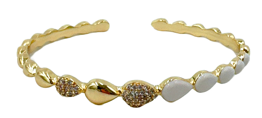 14K Gold/ White Gold Dipped Teardrop Bracelet
