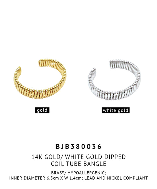 14K Gold/ White Gold Dipped Coil Tube Bracelet