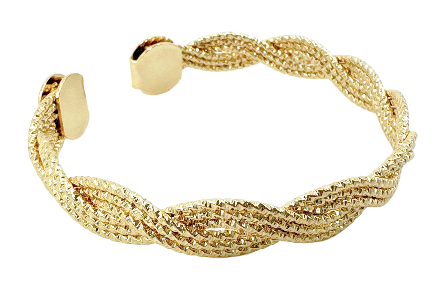 14K Gold/ White Gold Dipped Twist Texture Cuff