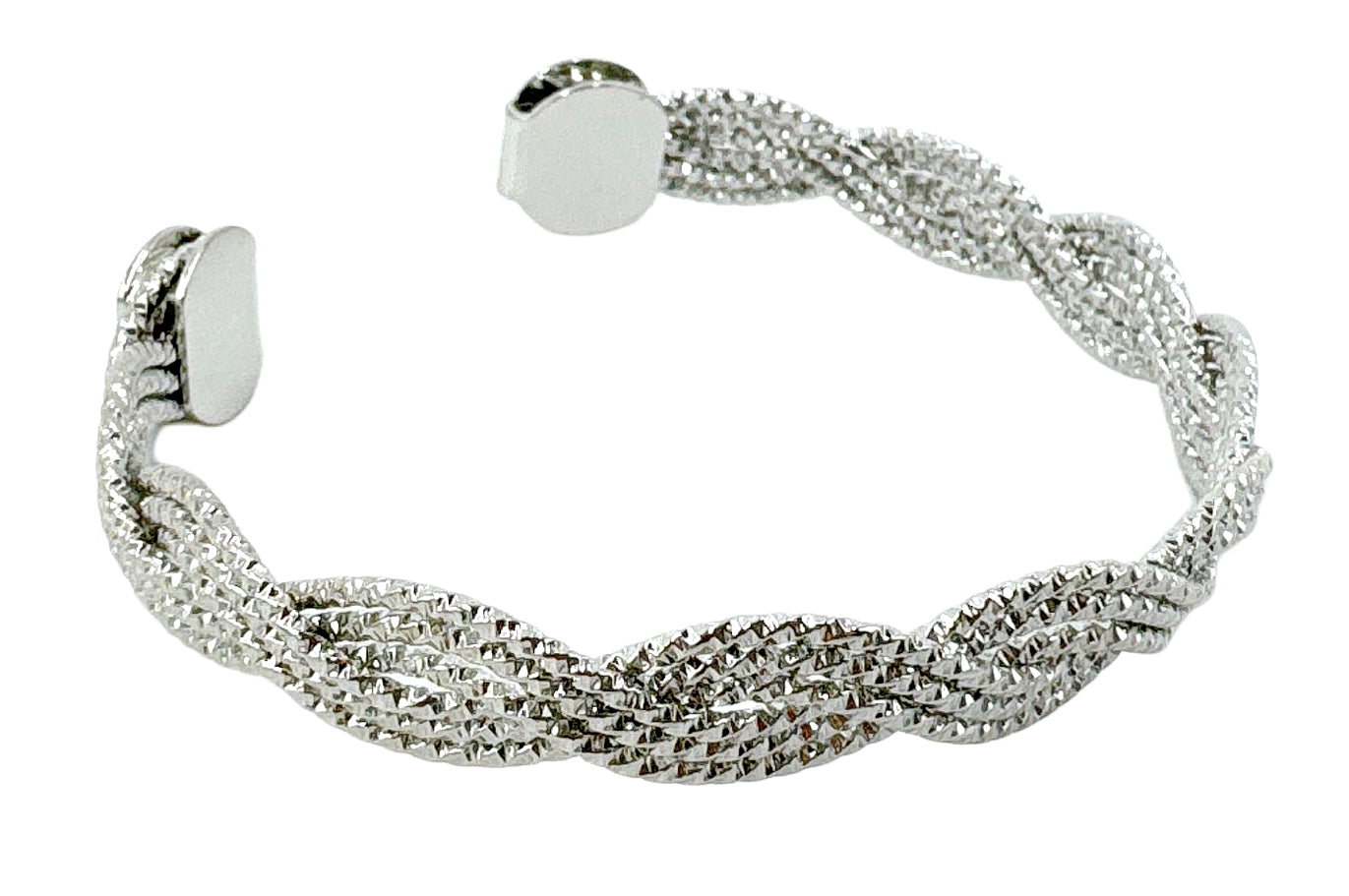 14K Gold/ White Gold Dipped Twist Texture Cuff