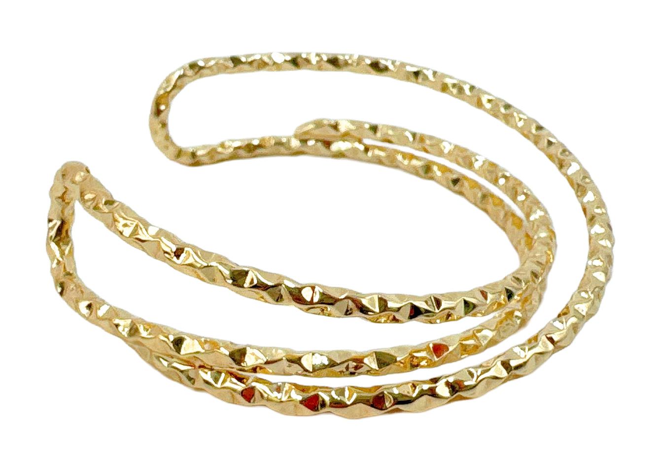 14K Gold/ White Gold Dipped Hammered Spiral Cuff