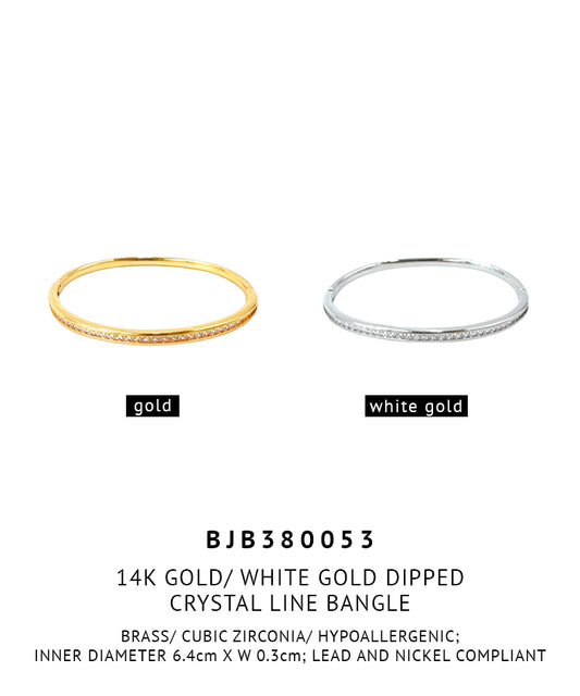 14K Gold/ White Gold Dipped Crystal Line Bangle