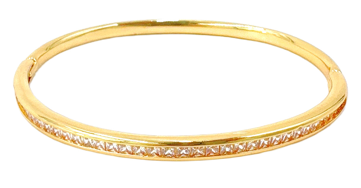 14K Gold/ White Gold Dipped Crystal Line Bangle