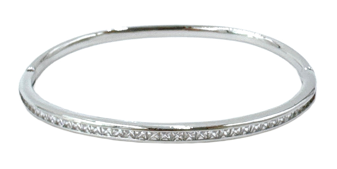 14K Gold/ White Gold Dipped Crystal Line Bangle
