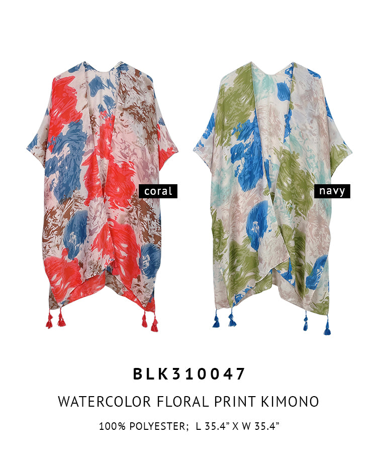 Watercolor Floral Print Kimono