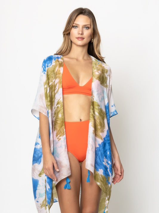 Watercolor Floral Print Kimono